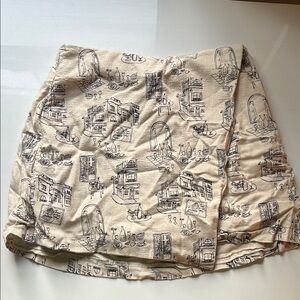 Beige Skirt with Black Sketch Print Abercrombie Italy Skort